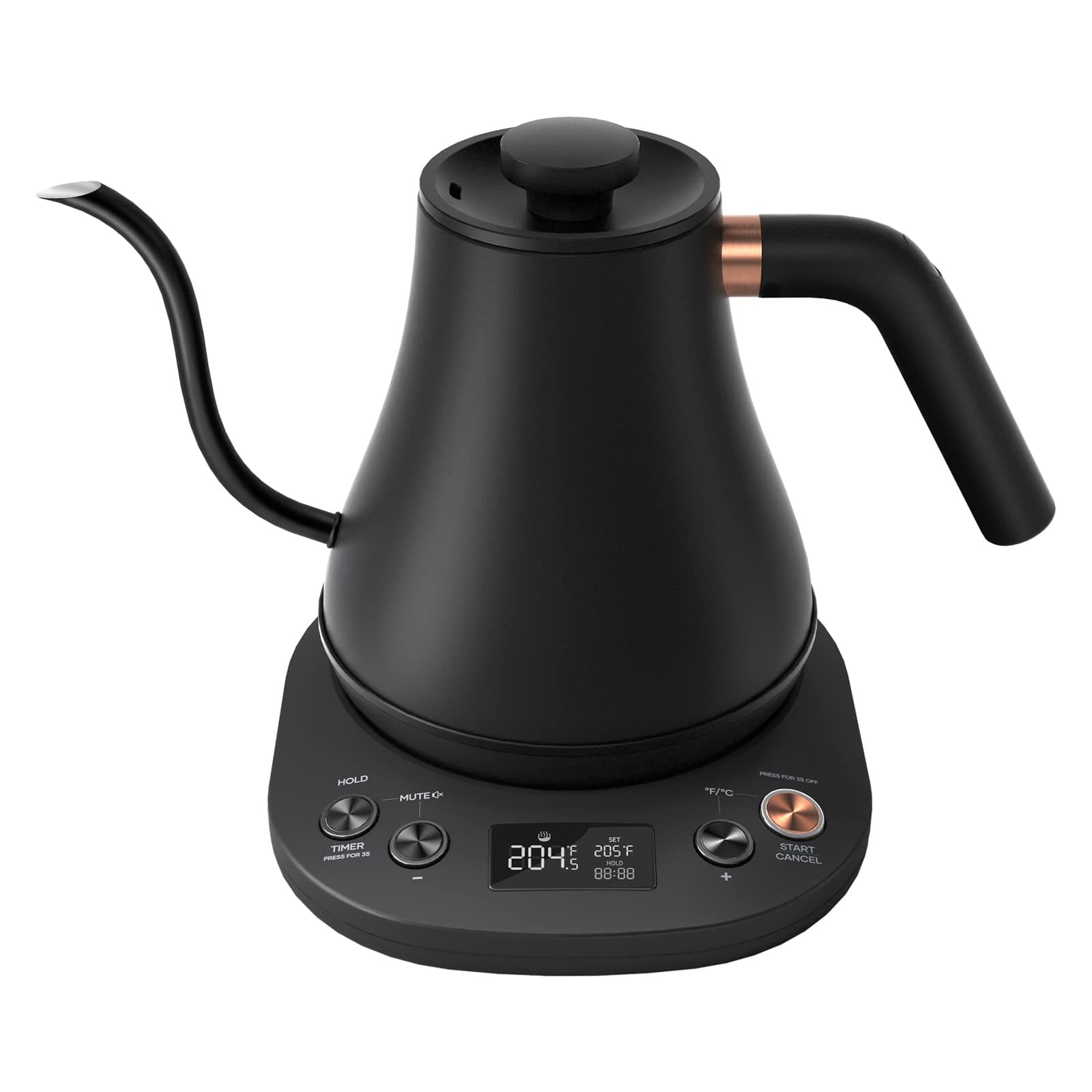 Electric Kettle Gooseneck Pour Over Kettle ±1℉ Temperature Control Quick Heating Water Boiler for Coffee & Tea & Formula Auto Shut Off Tea Kettle 1200 Watt, 0.8L, Matt Black, Barista Edition