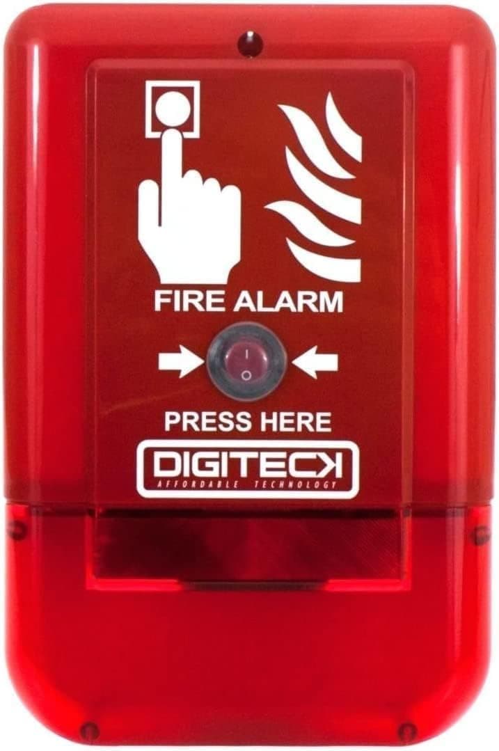 DIGITECK Plug & Play Site Alert Battery Operated Interlinkable Fire Alarm System LED Strobe Sound Weatherproof Outdoor Indoor for Building, Home, Office