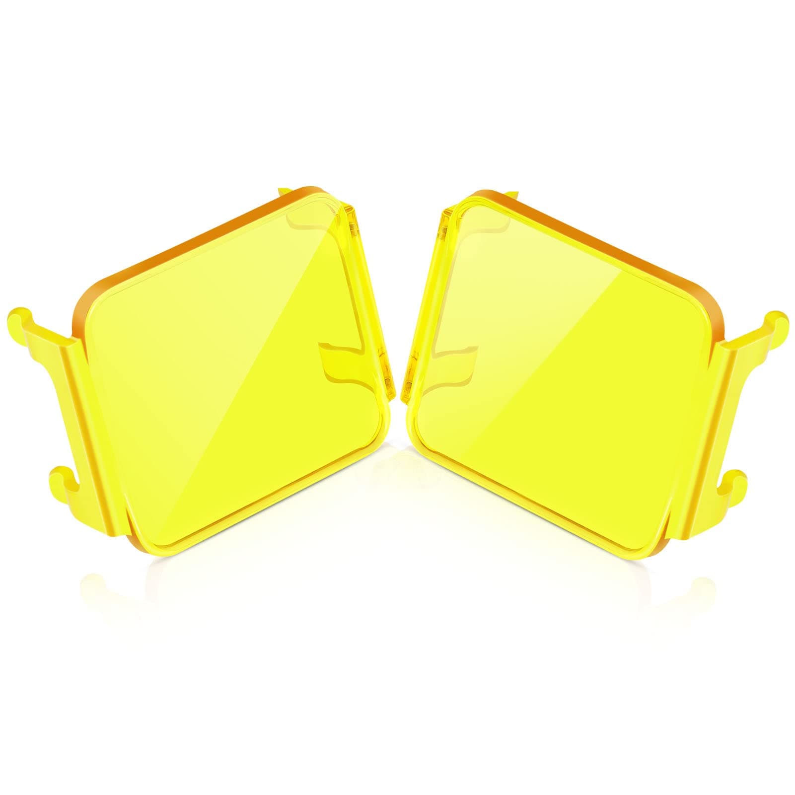 Auxbeam FA Series Amber Light Covers, 3 Inch Square LED Pods Cover, Amber Fog Filter, Yellow Tint Color Lens, Cube Offroad Light Lens Cap, Snap-on Design, 2 Packs