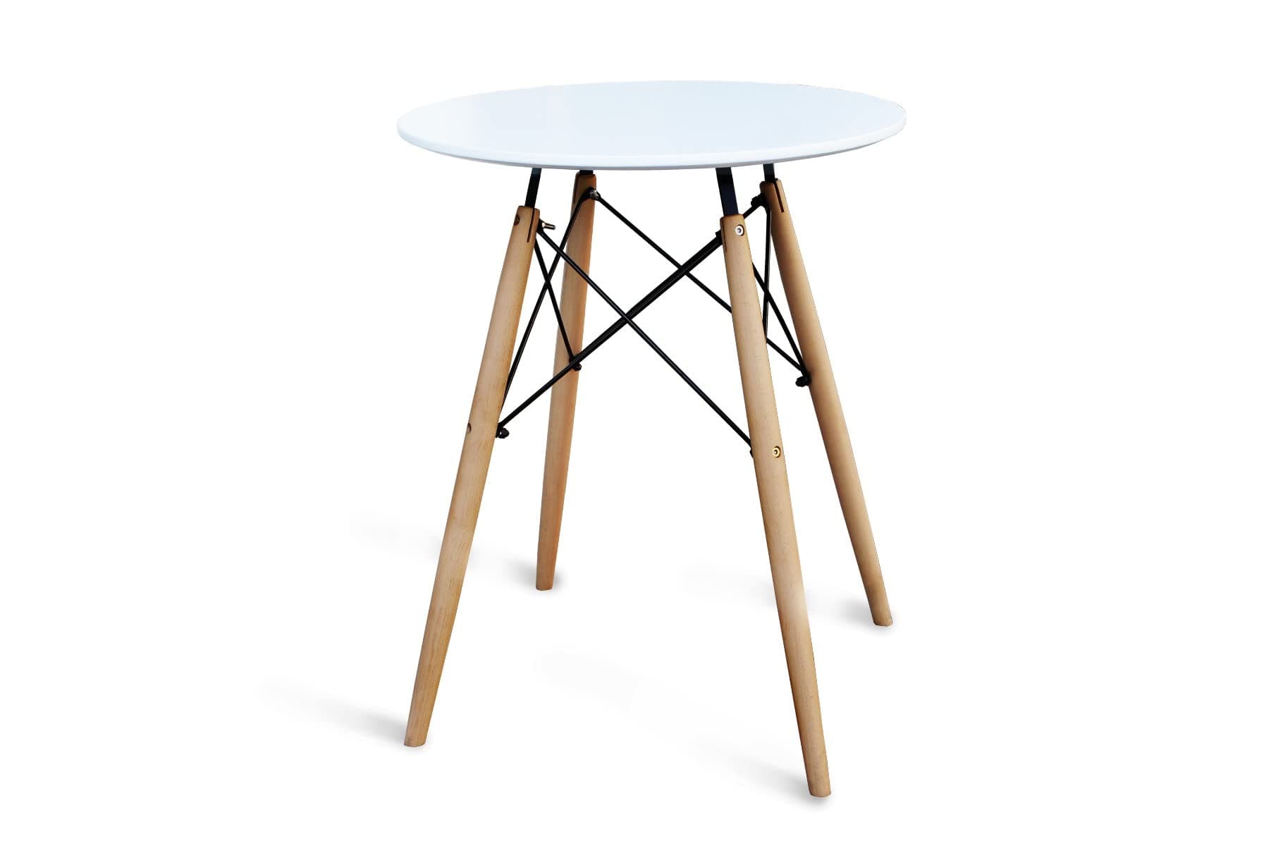 Mahmayi Round Pantry Table - Quad Leg base - Versatile for Home Office, Bistro, Balcony, Lawn, and Breakfast Nook - Fits Any Urban Decor Theme, Sturdy & Easy to Clean- White, 60x60)