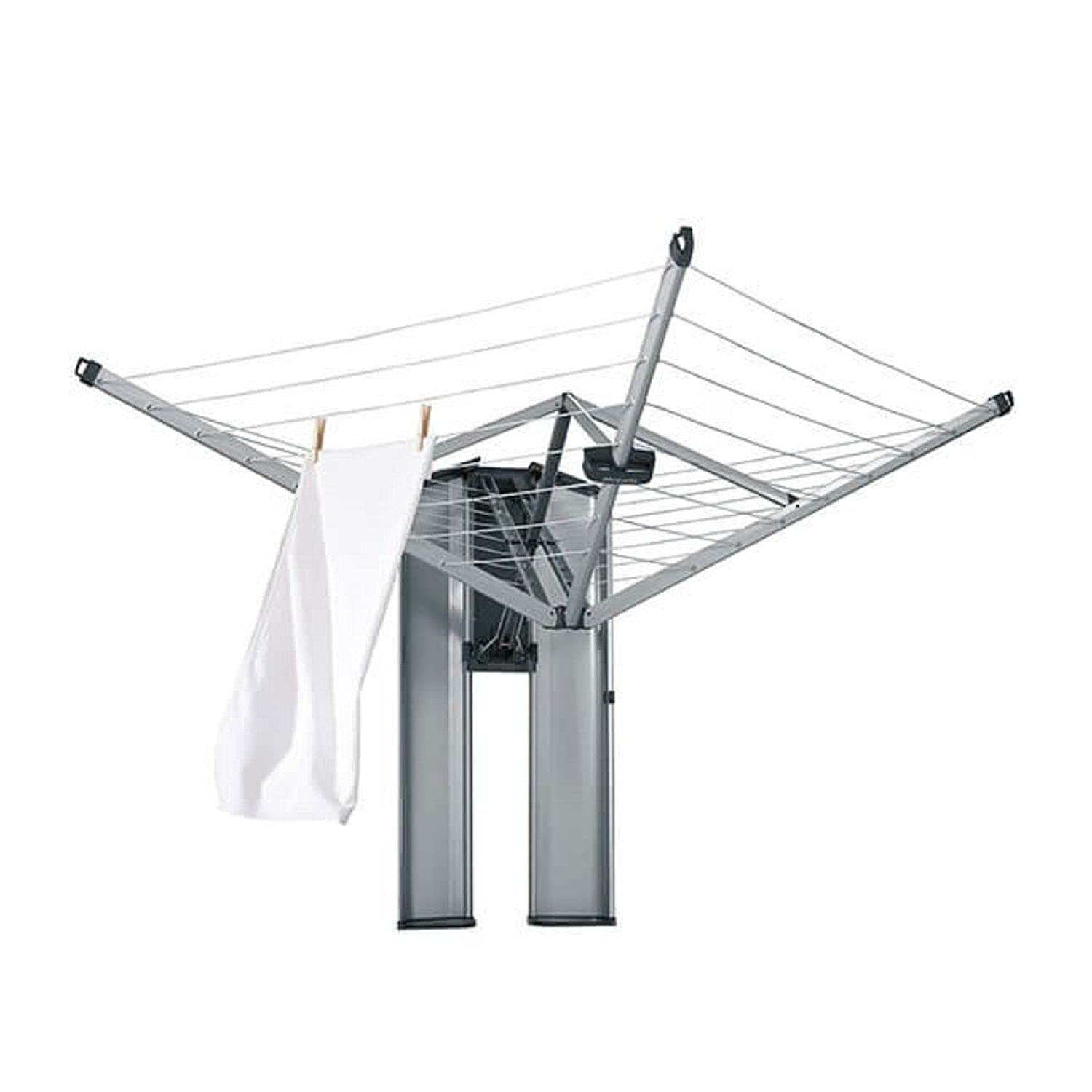Brabantia - WallFix Dryer - with Protective Storage Box - Space Saver - Laundry Rotary - Retractable - Wall Mounted - Clothes Drying Rack - Outdoor - Metallic Grey - 24m