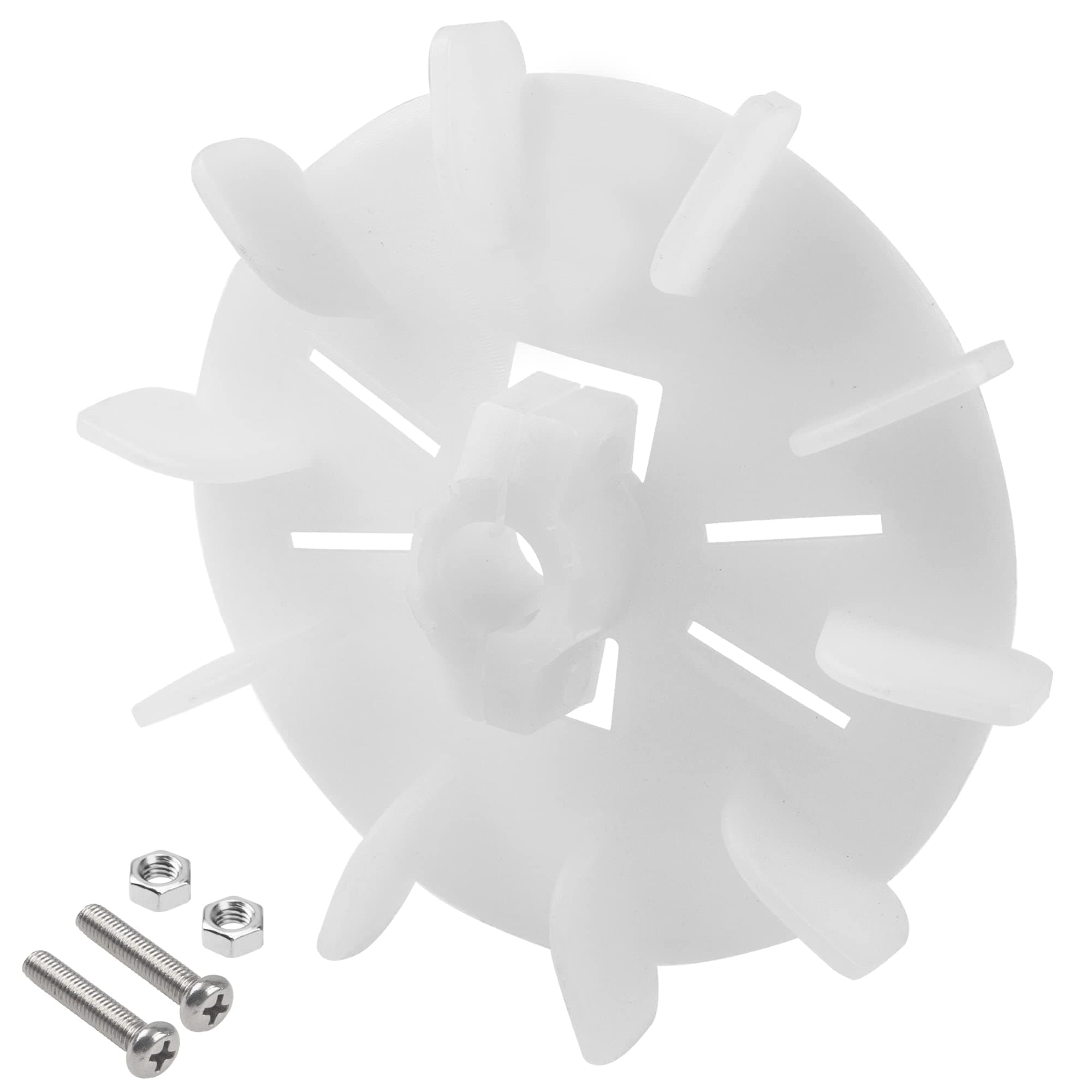Motor Fan Blade 5in/125mm Round Shape White Plastic with 10 Vanes for Motor Spindle diameters 0.51in/13mm to 0.59in/15mm