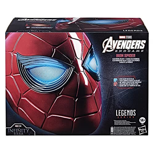 Spider-Man Marvel Legends Series Iron Spider Electronic Helmet with Glowing Eyes, 6 Light Settings and Adjustable Fit, Red