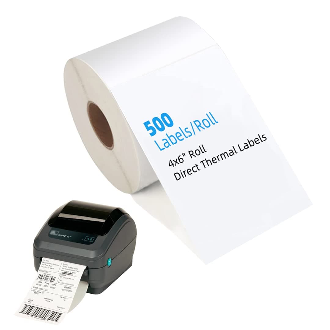 4" X 6" White- 100mm x 150mm 500 Labels per Roll Direct Thermal Shipping Labels Address Labels sticker Compatible with Zebra Printers