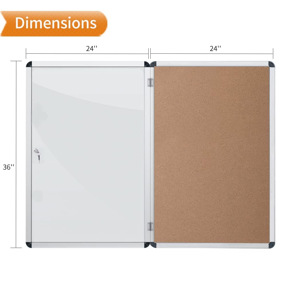 VIZ-PRO Tamperproof Lockable Cork Noticeboard Class 1 Aluminium Framed 90x60 cm