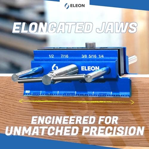 Eleon - Self Centering Dowel Jig with Elongated Jaws and Extra Wide Clamp - Durable Aluminum Alloy Dowel Drill Guide - Blue