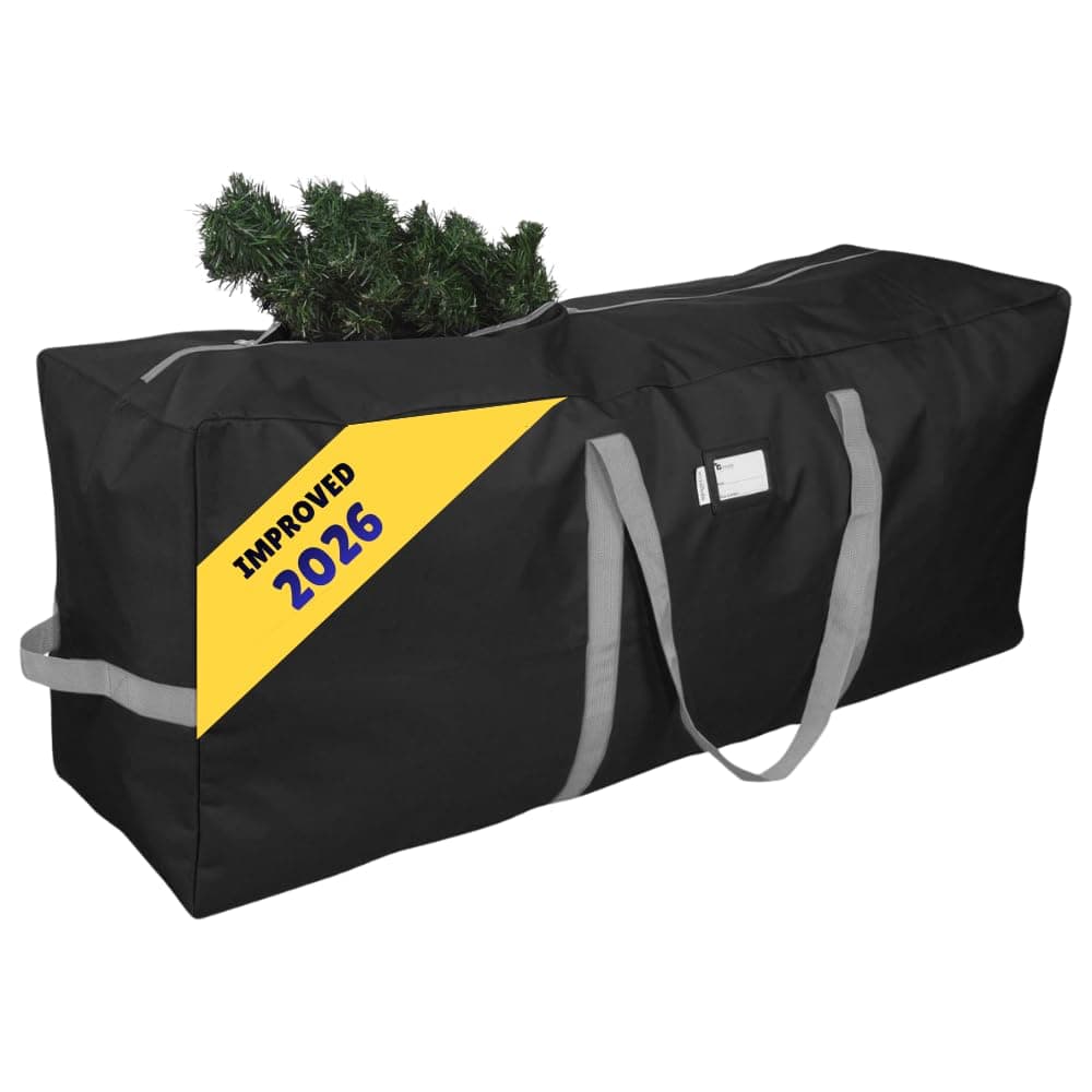 Primode Heavy Duty Christmas Tree Storage Bag | Fits Up to 7.5 Ft. Disassembled Xmas Tree | 50” x 15” x 20” Tree Storage Container | Holiday Storage Box | Durable 600D Oxford Material (Black)