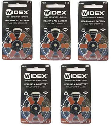 hearing aid battery Size 312 (PR41) (5 Packets = 30 batteries)