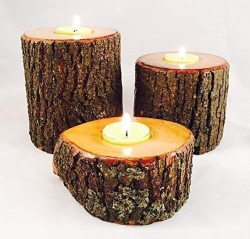 Natural Wood Candle Tea Light Holder (Individual or Set)