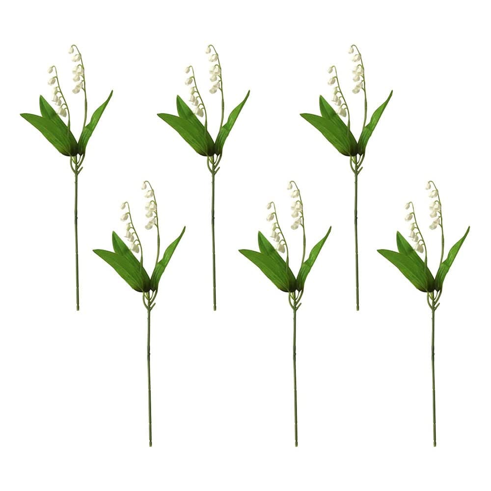 J/E 6pcs Artificial Flower Artificial Lily of the Valley Convallaria Majalis Wedding Flowers for Bridal Bouquet Wedding Decorations