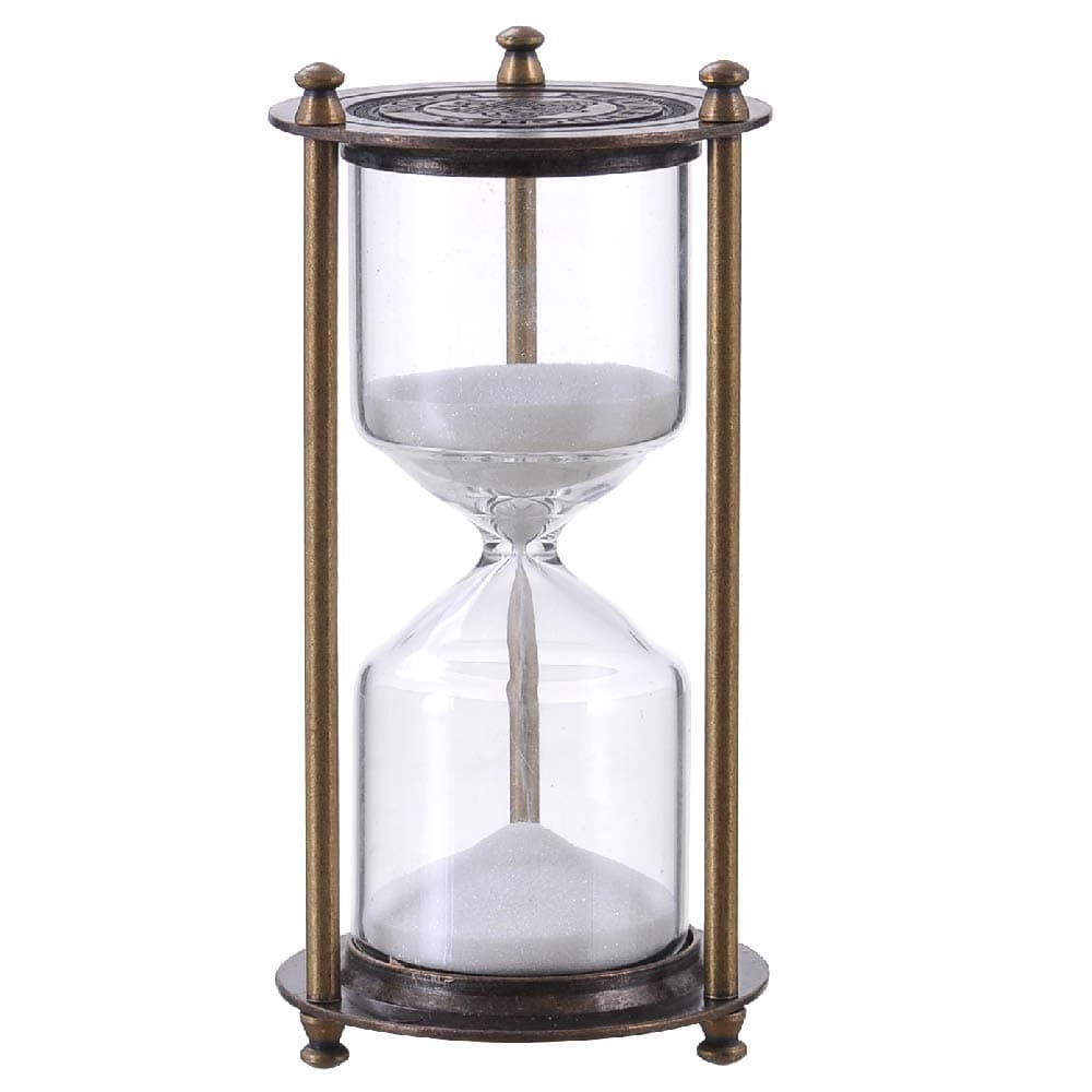Bellaware Metal Hourglass Sand Timer, Antique Decorative White Sand Clock
