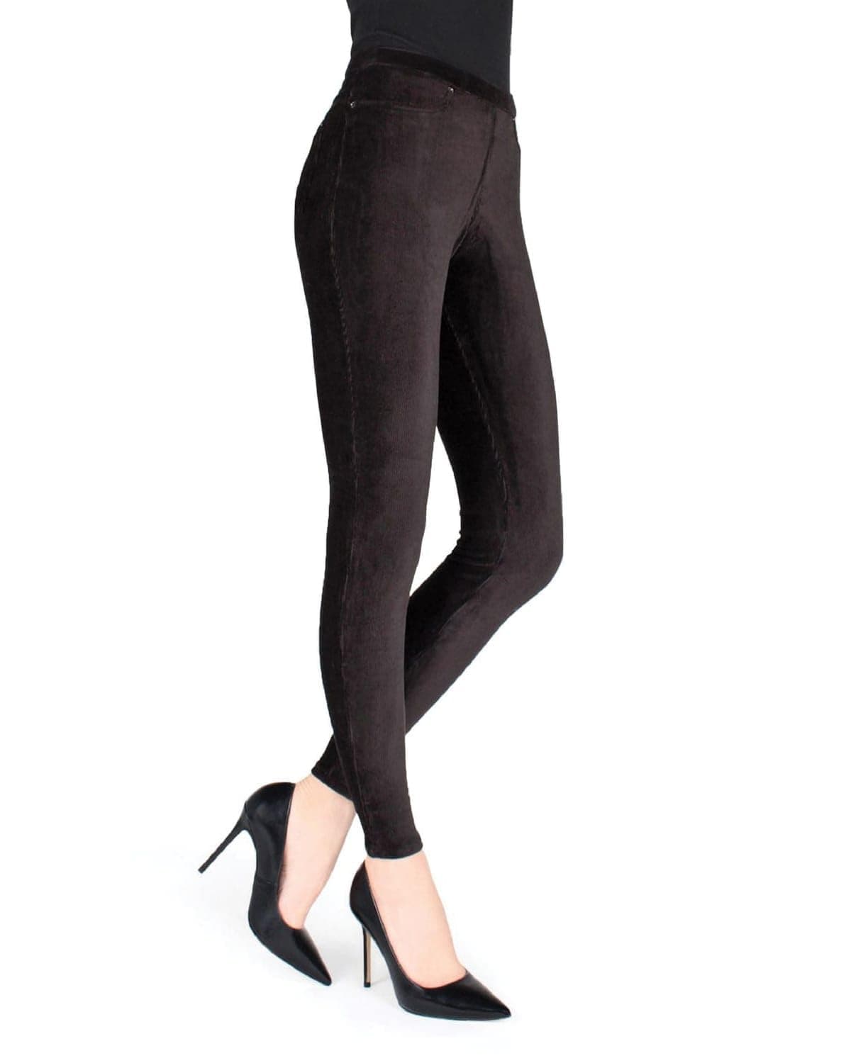 MeMoi Thin-Rib Slim-Cut Stretch Corduroy Leggings