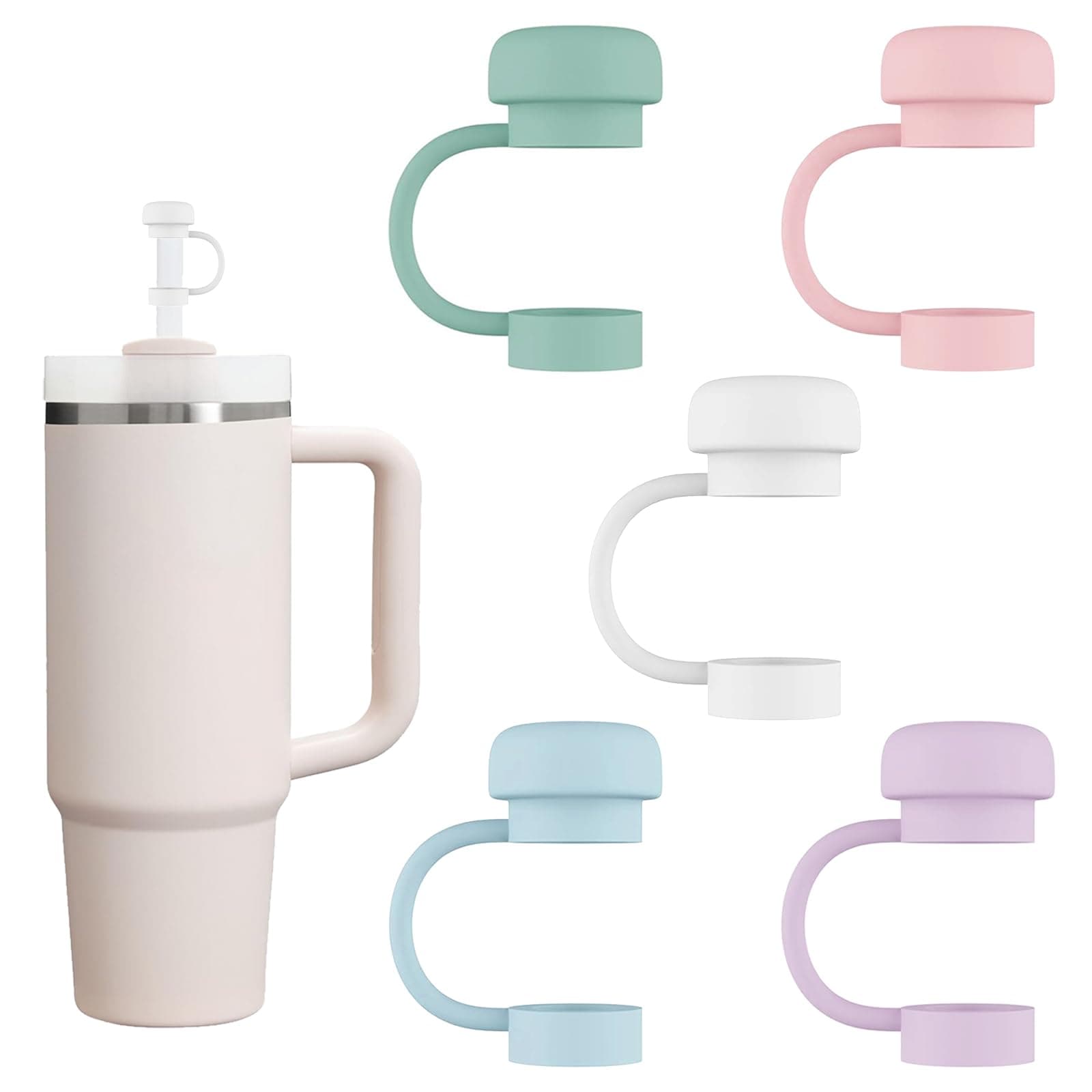 Straw Cover Cap for Stanley Cup 40oz 30oz 20oz, Stanley Cup Accessories Set Including 6 Pcs Tumbler Straw Toppers,Silicone Straw Covers Dust-Proof Protector Straw Lid for 0.4in/10mm Straws