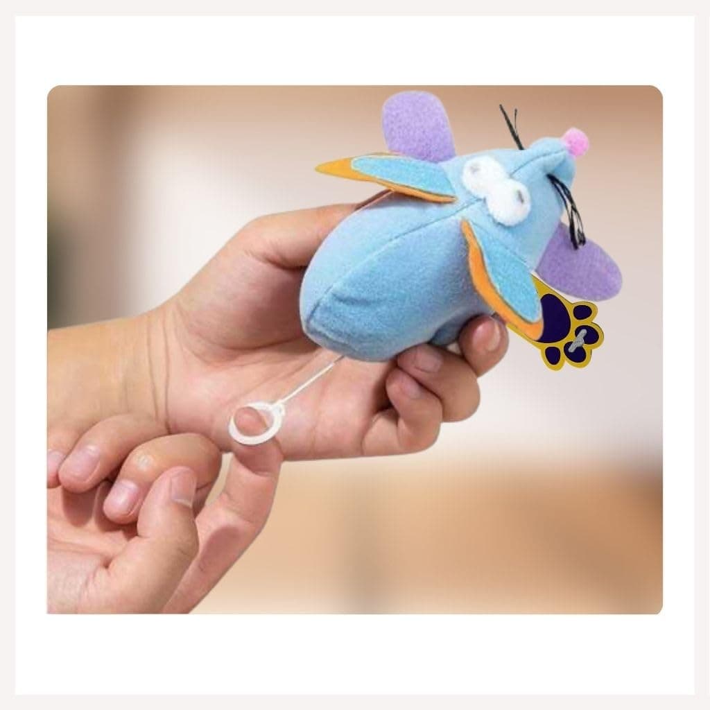 A+a Pets' Vibrating Running Mouse Toy for Cats, Small Dogs | Interactive Pull String Play | Easy Loop (Pink|Blue|Grey)