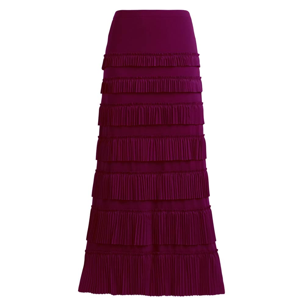 GATHY Women's 7 Tiered Boho Layered Pleated Ruffles Waterfall Maxi Skirt