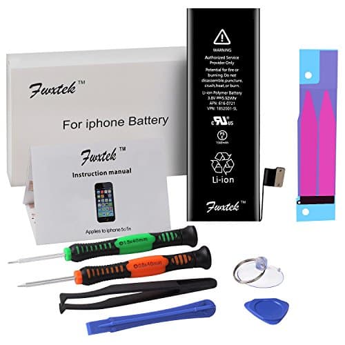 Battery Charger Internal Li-ion Replacement for iP 5S / 5C (Not 5) with Complete Repair Toolkits and Instructions by Fwxtek - 1 Year Warranty