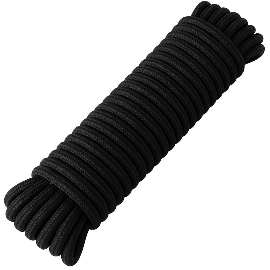 PerkHomy 40 ft 3/8 inch (10mm) Polyester Rope (Nylon - Like Durability) Poly Rope Flag Pole Clothes Line Camping Utility Good for Tie Pull Swing Climb Knot (Black)