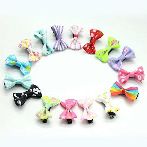 ONLINE MONK Mini Bow Shaped Hair Clips; 3 cm (MultiColour) - Pack of 14 Pieces