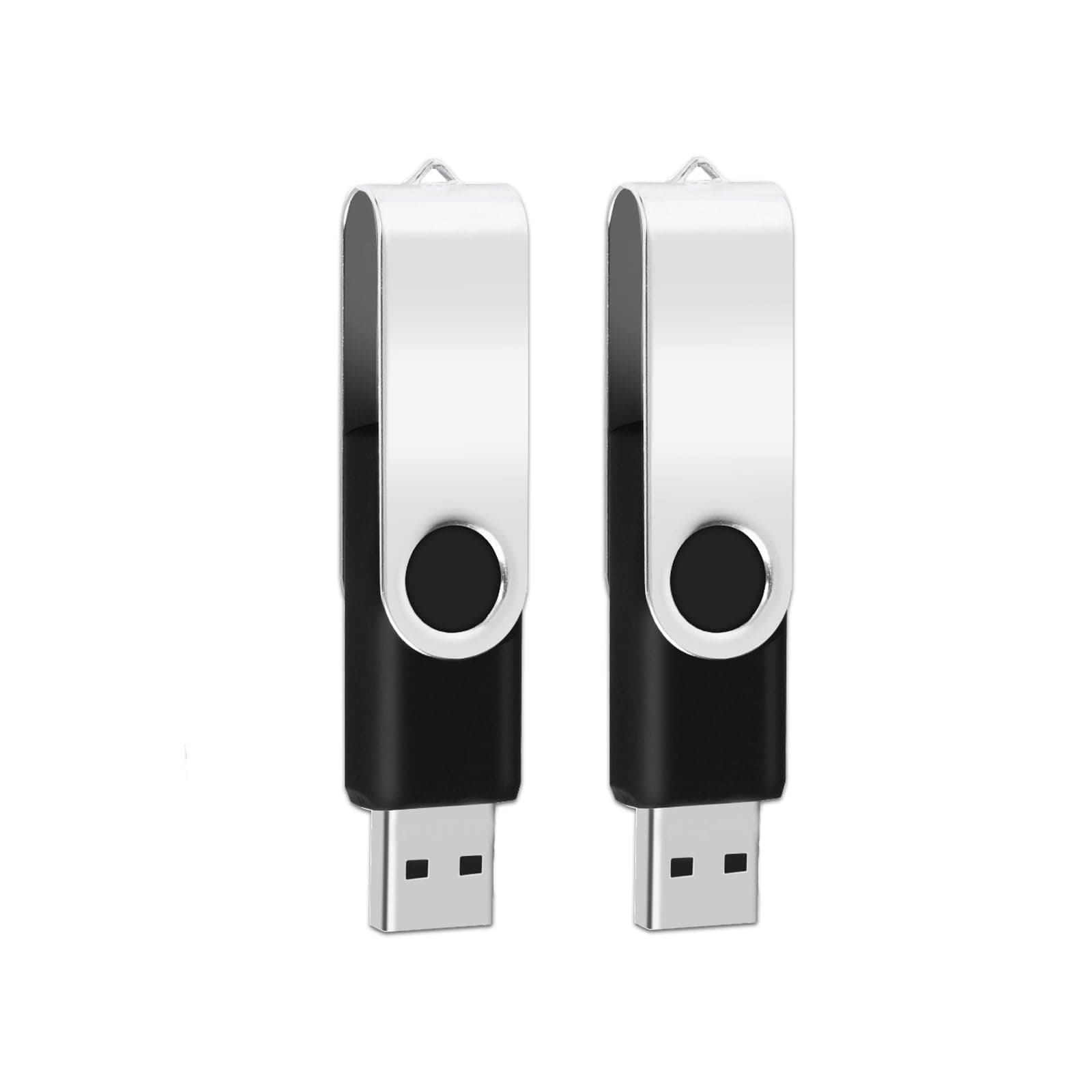 2 Pack of 64GB USB2.0 Flash Drives, Thumb Drives Fold USB Drives Memory Stick, Swivel & Metal Design (Black)