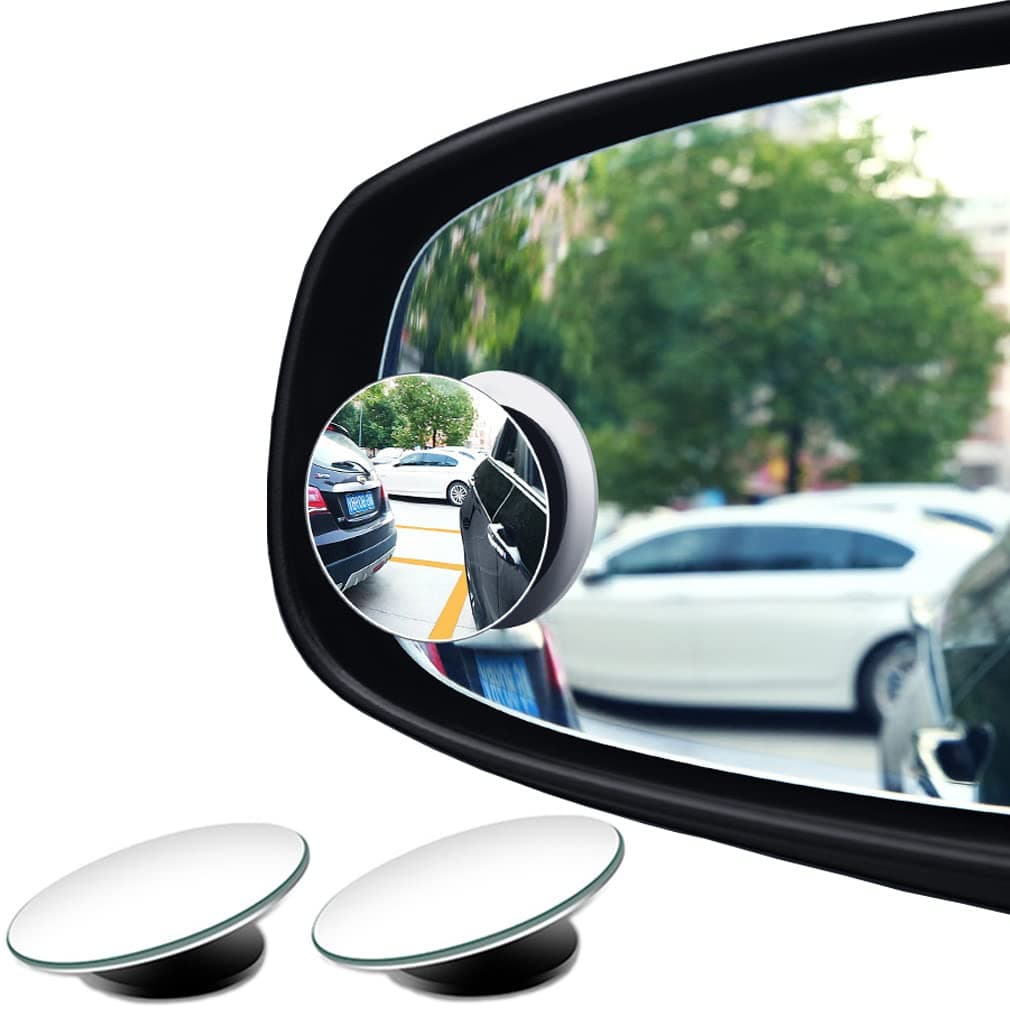 2PCS small Blind Spot Mirror,2" Round HD Glass Convex Rear View Mirror,Strong Adhesive Mirror for Car, Van, SUV and Trucks (2"(50mm), Frameless)