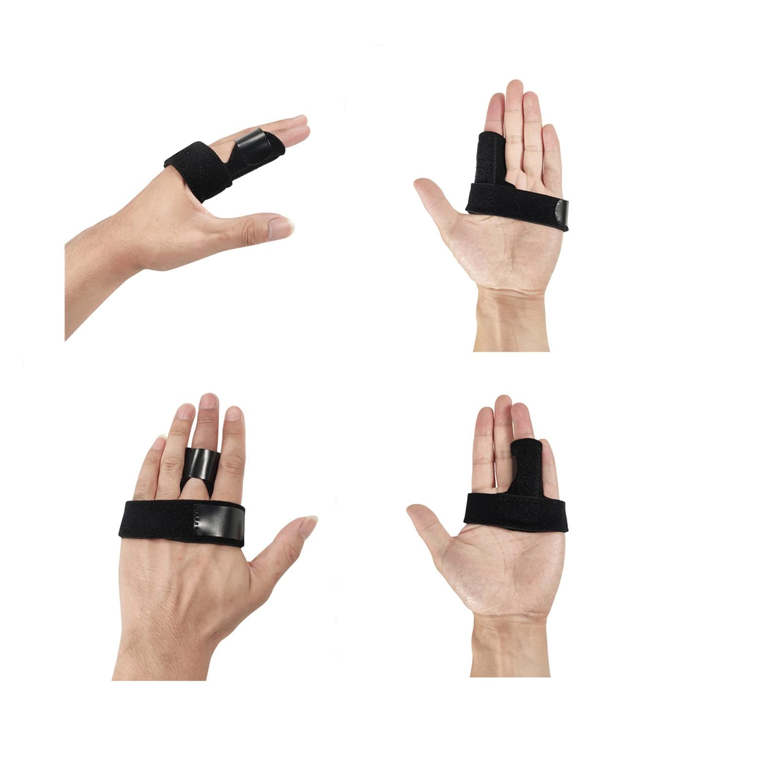 Denpetec Trigger Finger Splint, Lightweight Durable, Non Slip Adjustable Strap, for Thumb, Index, Middle, Ring, Little Finger, Finger Pain Relief and Sport Injuries(Black)
