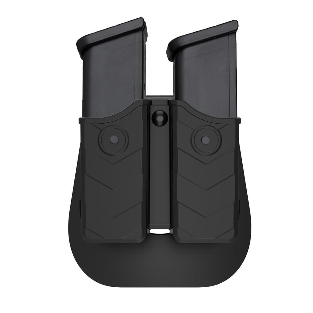 Universal Double Magazine Holster, 9mm 40 45 Magazines Pouch Adjustable Retention Dual Stack Mag Holder for Glock, S&W, Ruger, Sig Sauer, Taurus, Beretta, Springfield and More Similar-Size Mags