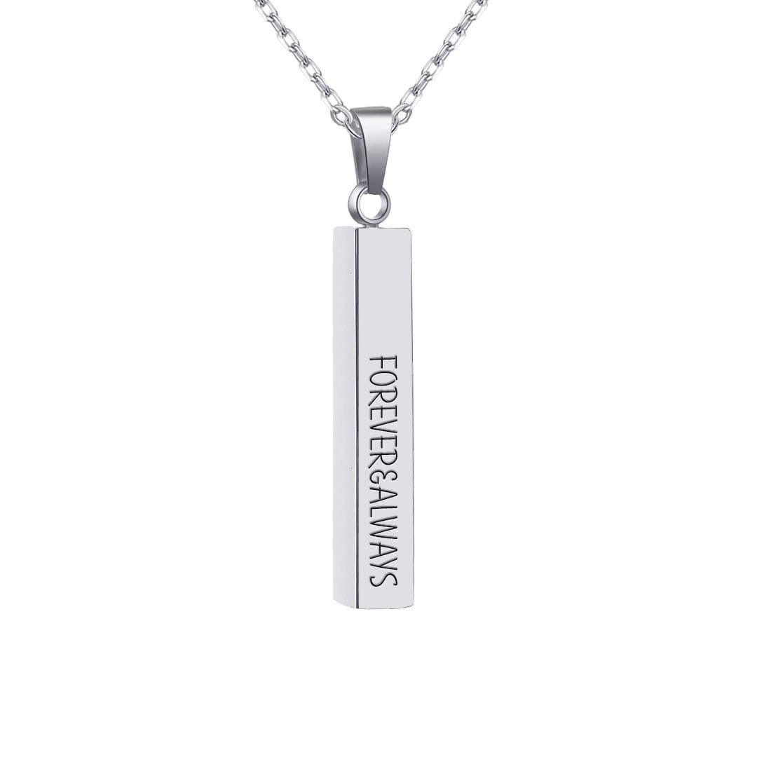 Personalized 3D Vertical Bar Necklace, Custom Necklace Engraved with Any Name Pendant Jewelry Gift