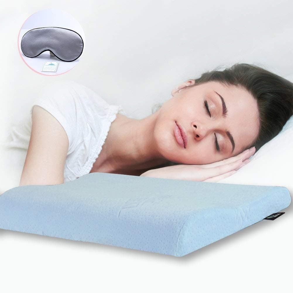 WOOLALA Ultra Thin Contour Memory Foam Pillow Bed Pillow for Sleeping and Neck Support with Removable Soft Pillow Cover …