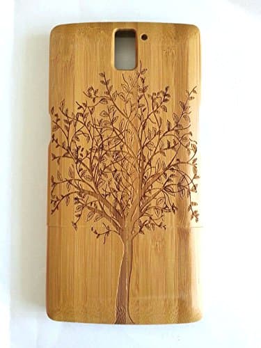 DSRLUCKY Luxury BAMBOO COVER WOOD TREE FOR ONEPLUS ONE LIGHT BROWN CASE WOOD BACK HARD SHELL BUMPER MOBILE (Wood Tree)