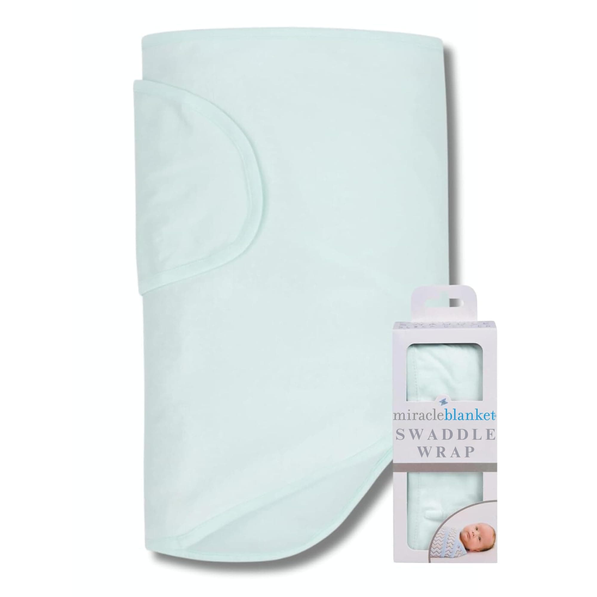Miracle Blanket Swaddle Unisex Baby, Solid Mint, Newborn to 14 weeks
