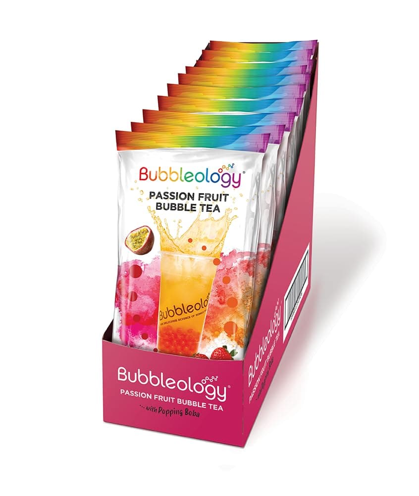 Bubbleology Passion Fruit Bubble Tea Kit (Pack of 10) Boba Tea Kit with Straw...