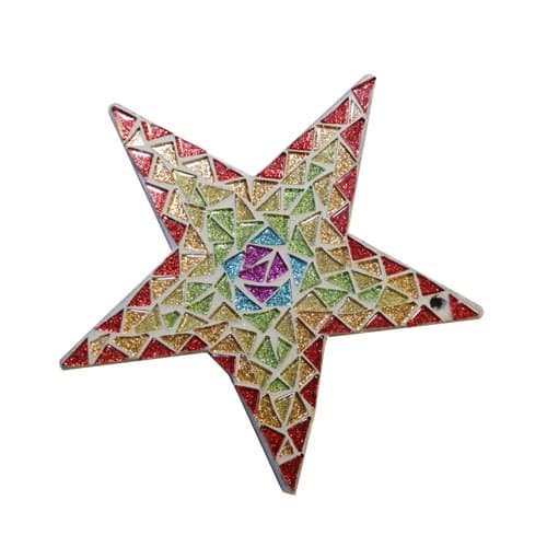 Rainbow Star Mosaic Kit, A Complete Mosaic kit with MDF Base and Glass Glitter Tiles. No Cutting Required.