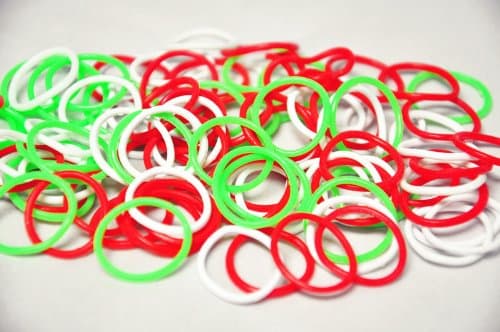 Christams Rubber Bands Refills 100 pcs with 6 "C"-Clips with a Loom Tool