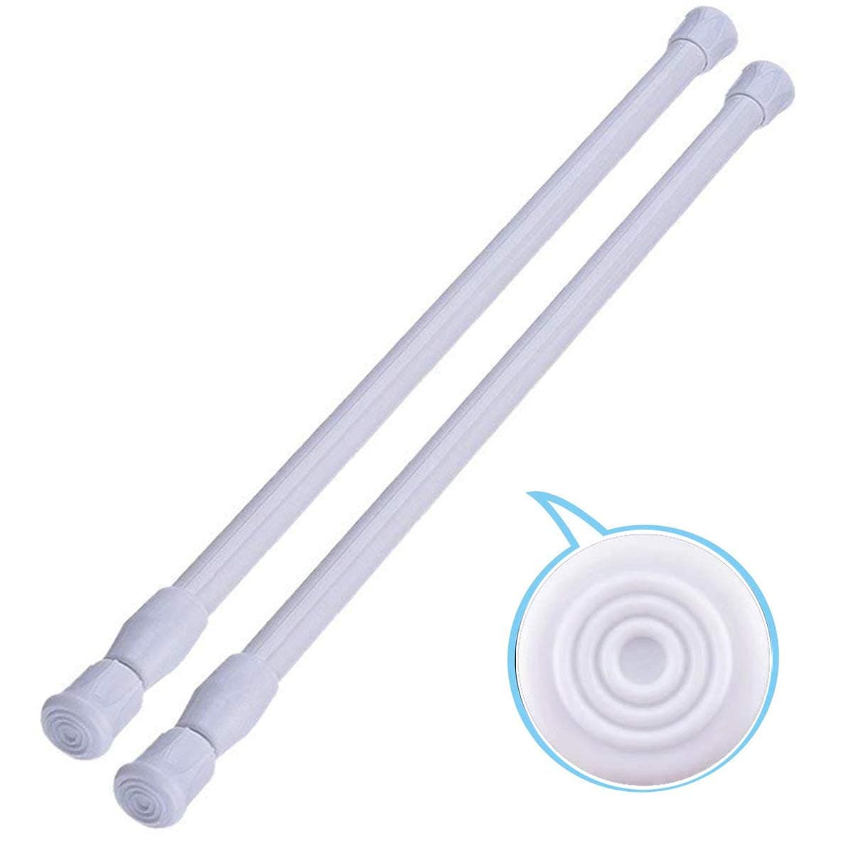 2 Pack Small Tension Rods 15.7 in to 28 Curtain Rods Window Rods in Extendable Width Spring Cupboard Bars for Kitchen Utensils, Closet, and Cabinet, Fit in The Spaces to Stay Up