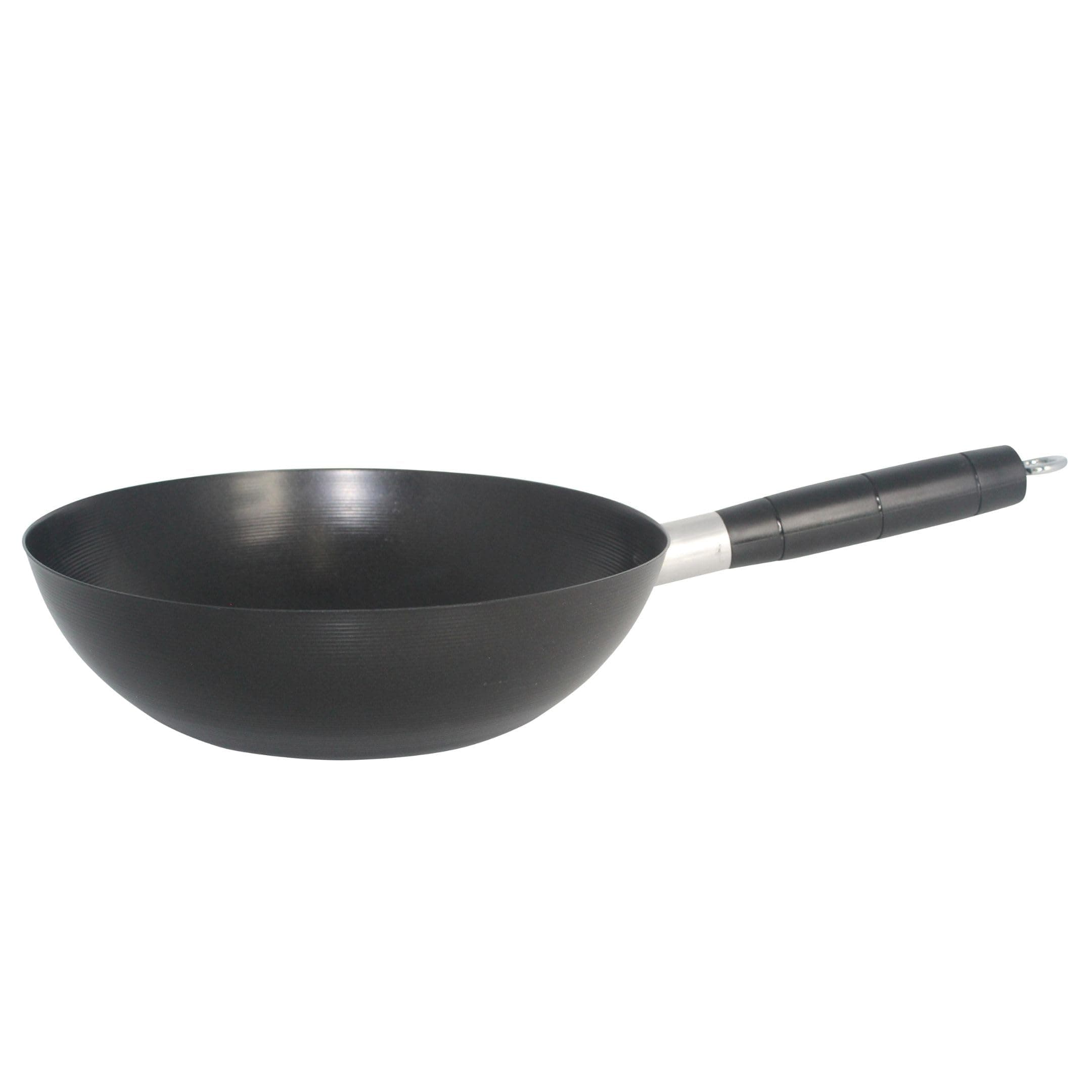 IMUSA 9.5in Carbon Steel Nonstick Wok with Cool Touch Handle, Black