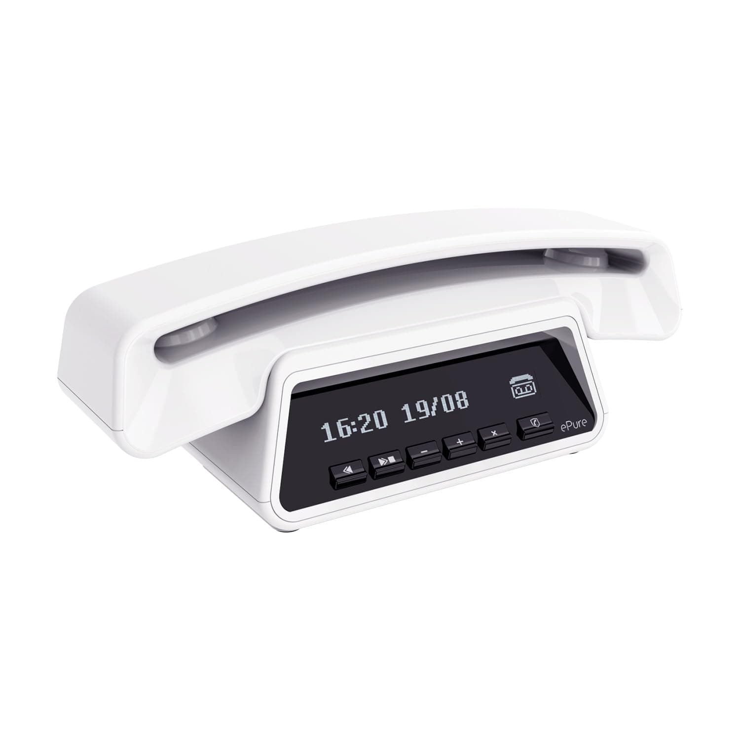 ePure Premium - Cordless Phone DECT With Answering Machine - Classic Design - Smart Display Base - Large Graphic Display - Handsfree - Call Barring - White