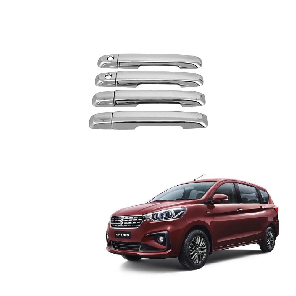 SPREADX Door Chrome Silver Handle Catch Cover Compatible with Maruti Suzuki Ertiga 2018 Onward - Without Sensor Cut