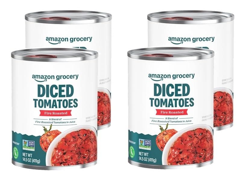 Canned Fire Roasted Diced Tomatoes, 14.5 Oz (Previously Amazon Fresh, Packaging May Vary) (Pack of 4)