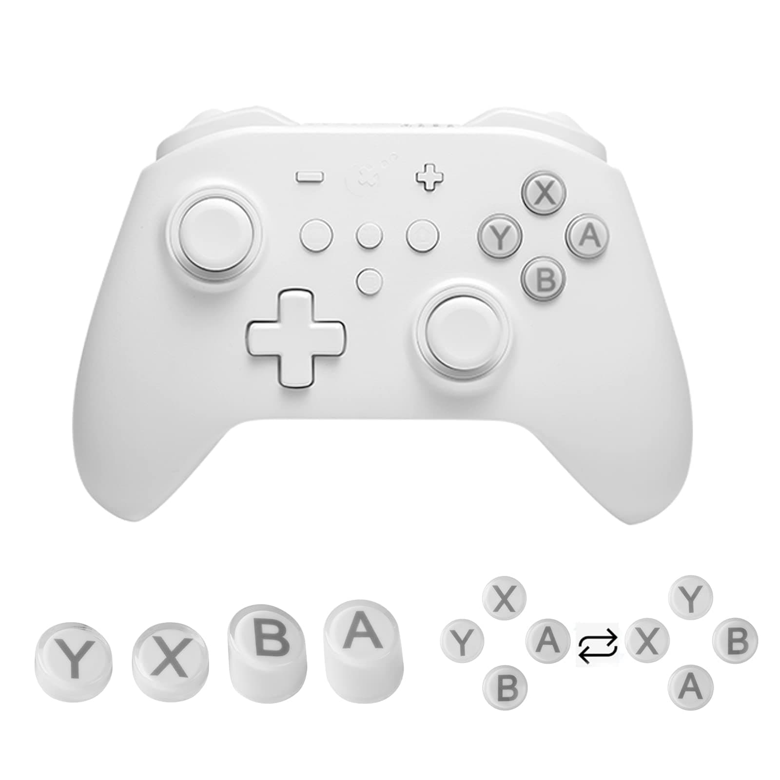 AKNES GULI Kit KingKong 2 Pro (No Stick Drift) Wireless Controller for Switch/PC/Android/Steam, Hall Effect Sensing Joystick, No Deadzone, FPS Model Controller,with Keycap - White