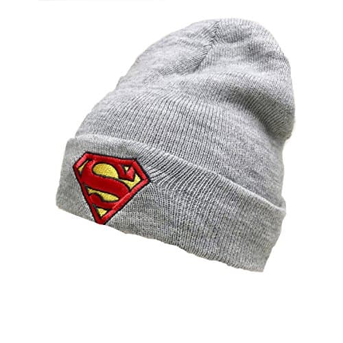 New Urbans Superman Core Cuffed Knit Beanie Hat Light Grey