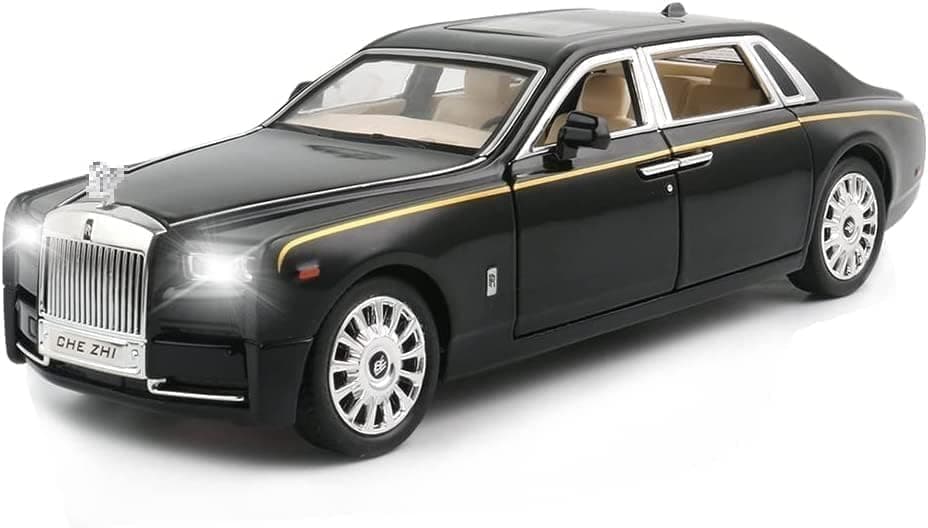 Kiddie Galaxia Rolls Royce Phantom Model Car 1:32 Scale Exclusive Metal Car Pull Back Die-cast Car Toy car with Openable Doors & Light Music Boys Toys for Kids (Phantom 1:32)【Colors as Per Stock】