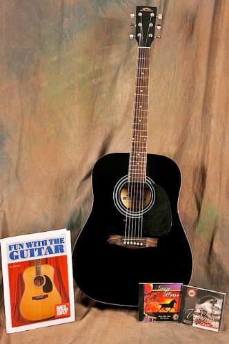 WPSSAG-BK Windpony Stadium Select Full Size Acoustic Guitar Starter Set - Black