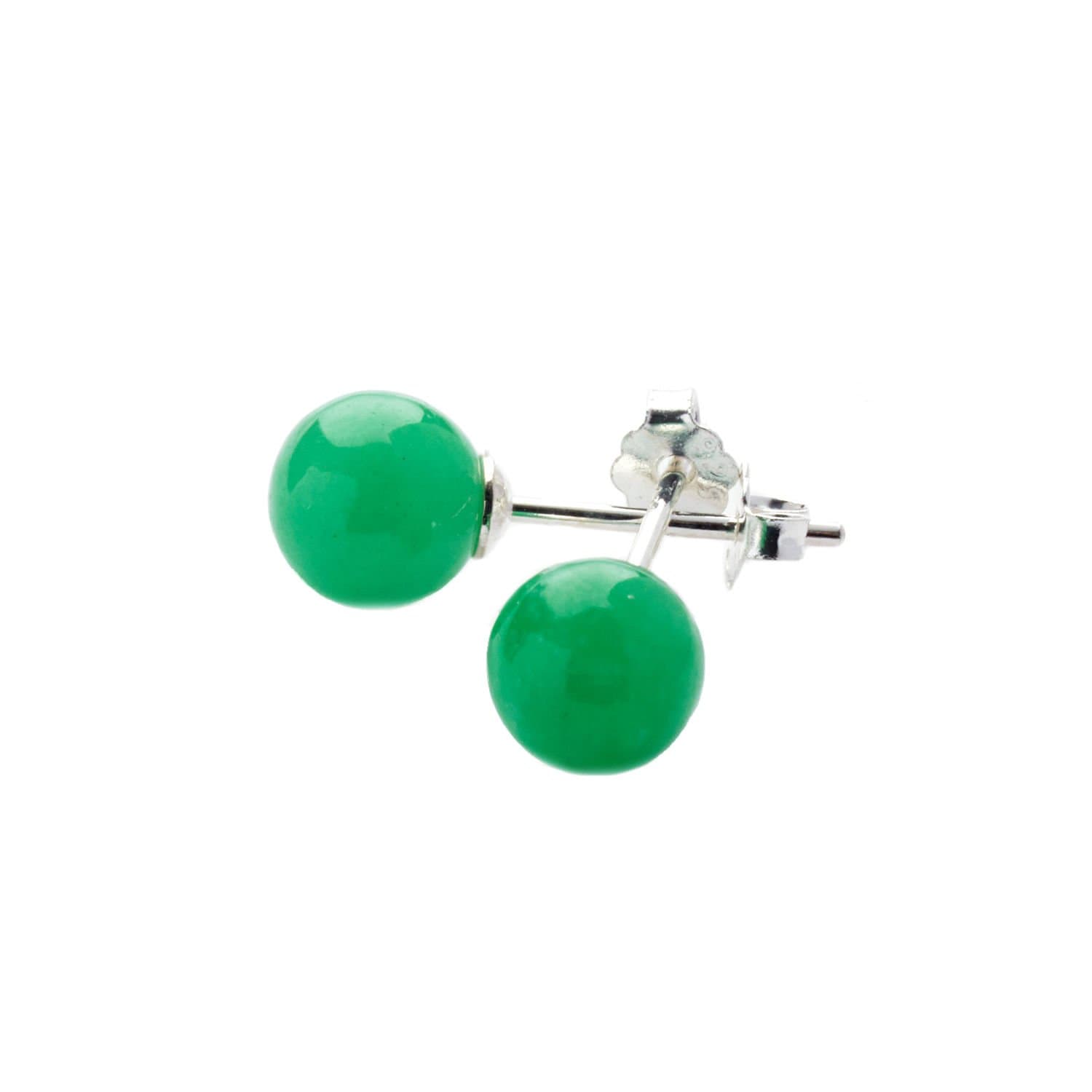 Anderson & Webb Green Jade Silver Stud Earrings