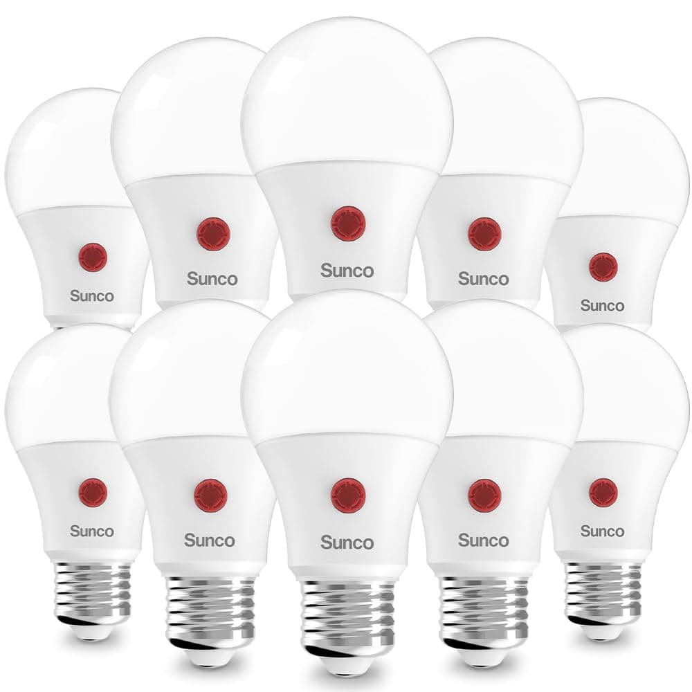Sunco 10 Pack Dusk to Dawn LED Outdoor Light Bulb A19, Photocell Automatic for Exterior Lighting, 800 LM, 9W (60W Eqv.), 5000K Daylight, Auto On/Off Sensor, IP65 Rated UL