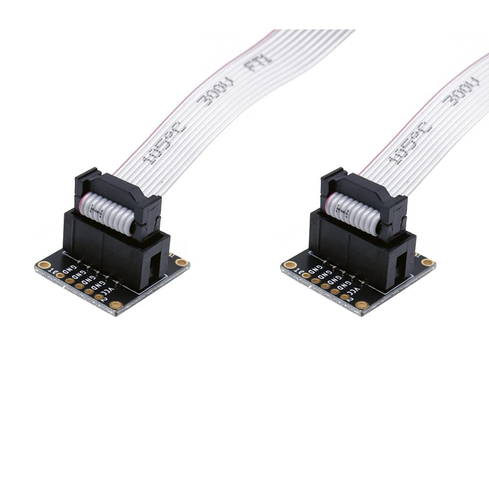 Treedix 2pcs JTAG Breakout Board Adapter SWD Adapter Board Jtag Debug Board with 2 Row 2.54mm Pitch 10pins Female to Female IDC Connector Flat Flexible Gray Ribbon Jumper Cable 200mm Pitch for J-Link