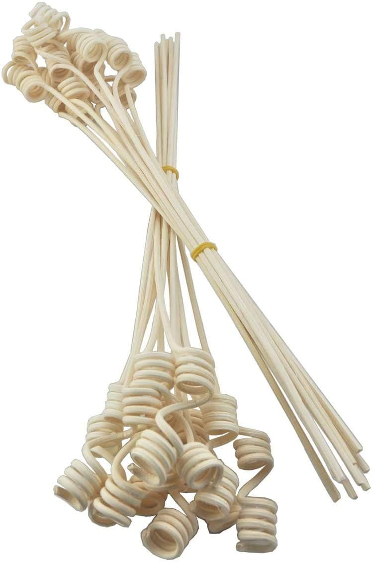 Amos Wavy Spiry Natural Rattan Reed Fragrance Diffuser Replacement Refill Sticks 10 Pieces (7" Spiral, Natural Color)
