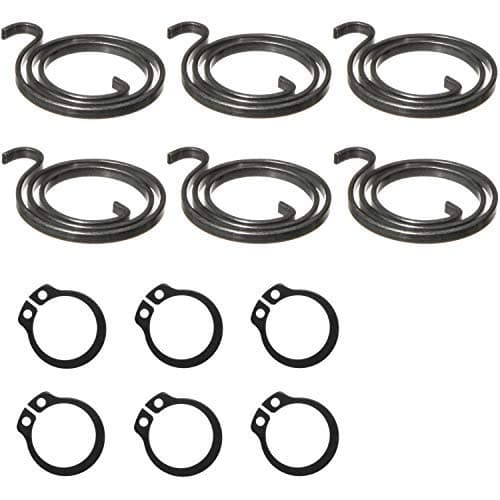 6 Door Handle Springs (2.5-Turn Coil, 2.5mm Thick, Black Coating) Plus 6 Circlips