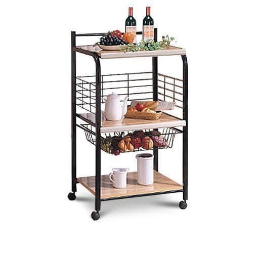Black Microwave Cart with Two Shelves & Wheels