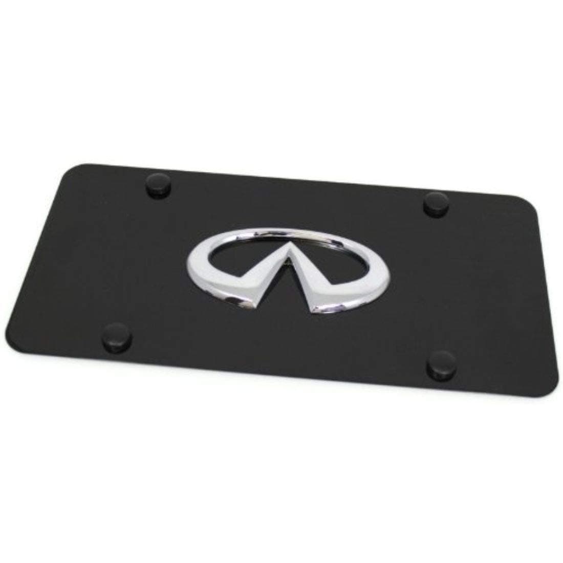 Chrome Infiniti Emblem Logo Front License Plate Frame Black Stainless Steel