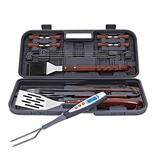 17-pc. BBQ Grill Tool Set with Digital Temperature Fork and Impact Resistent Carrying Case